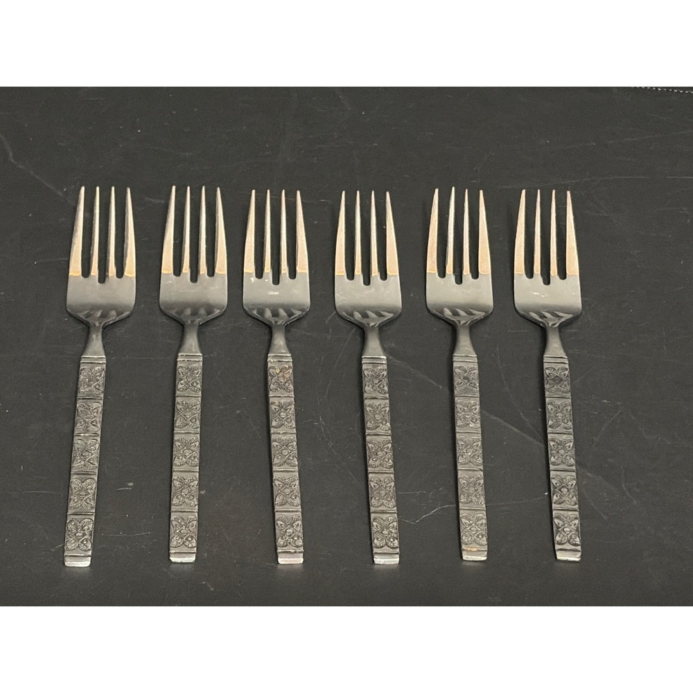 6 EKCO Eterna Montalo Salad Dessert Forks MCM Stainless Steel Replacements VTG